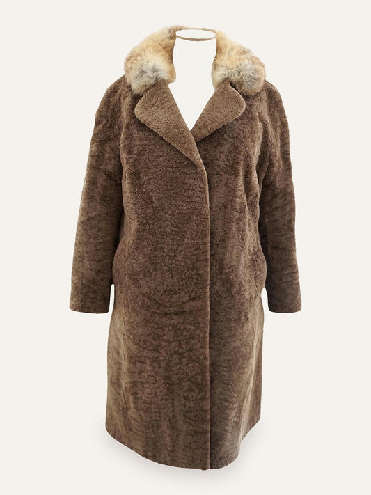 Swakara Fur Coat with Contrast Collar