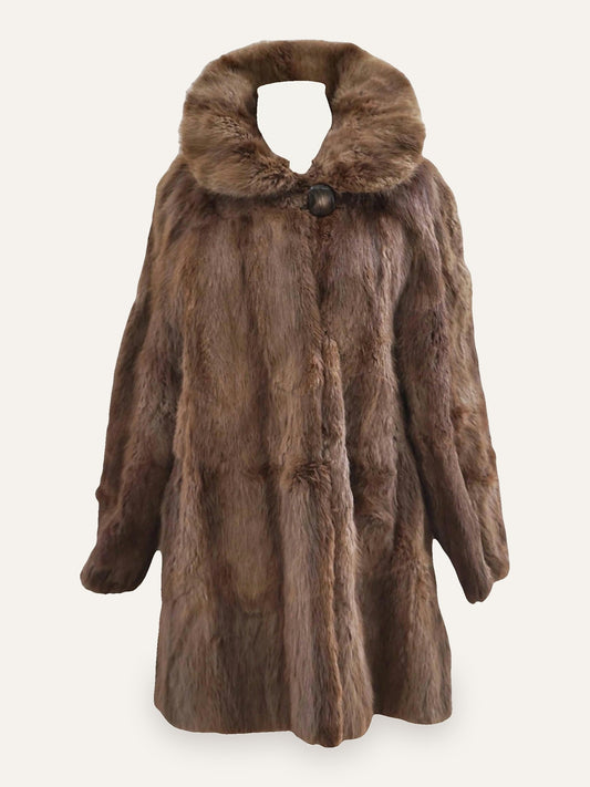 Real Fur Overcoat with Shaggy Collar