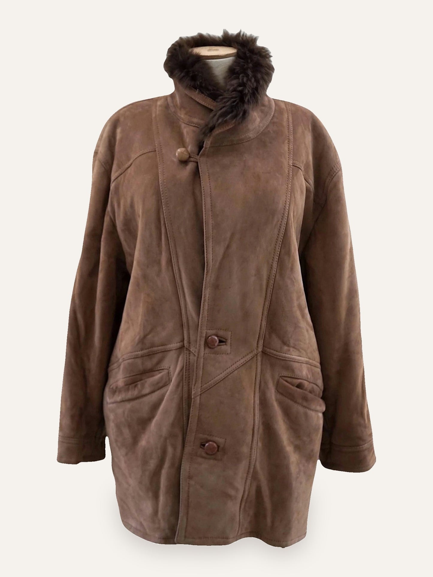 Vintage Suede Shearling Coat