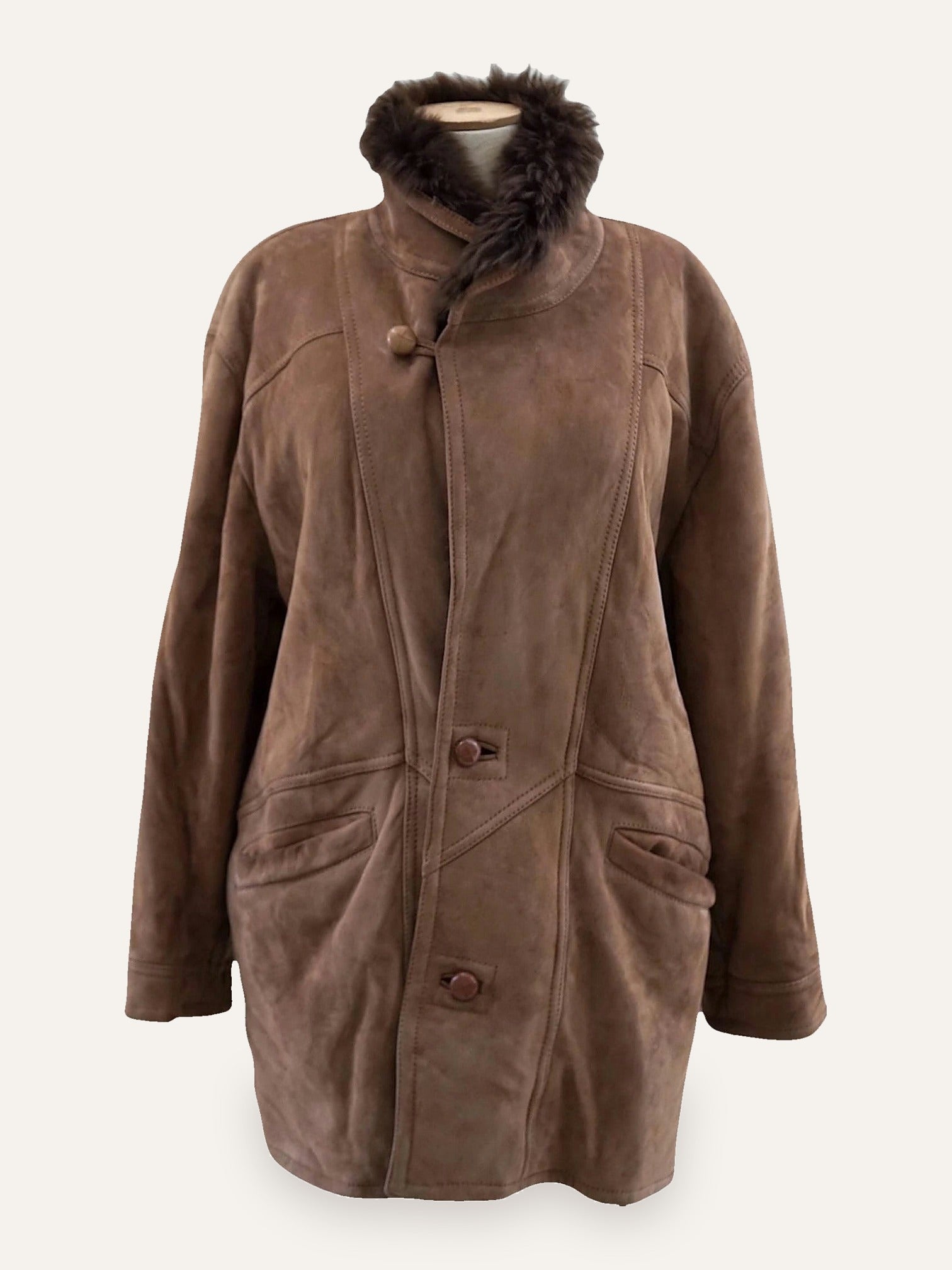 Vintage Suede Shearling Coat