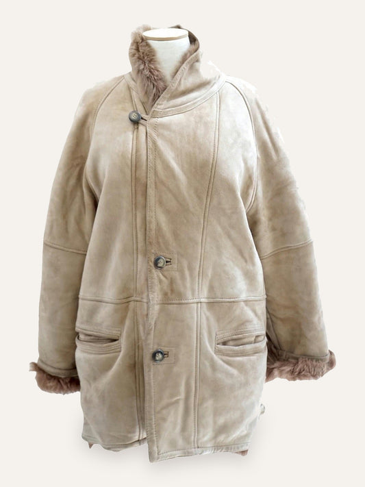 Shearling Coat with High Neck Closure