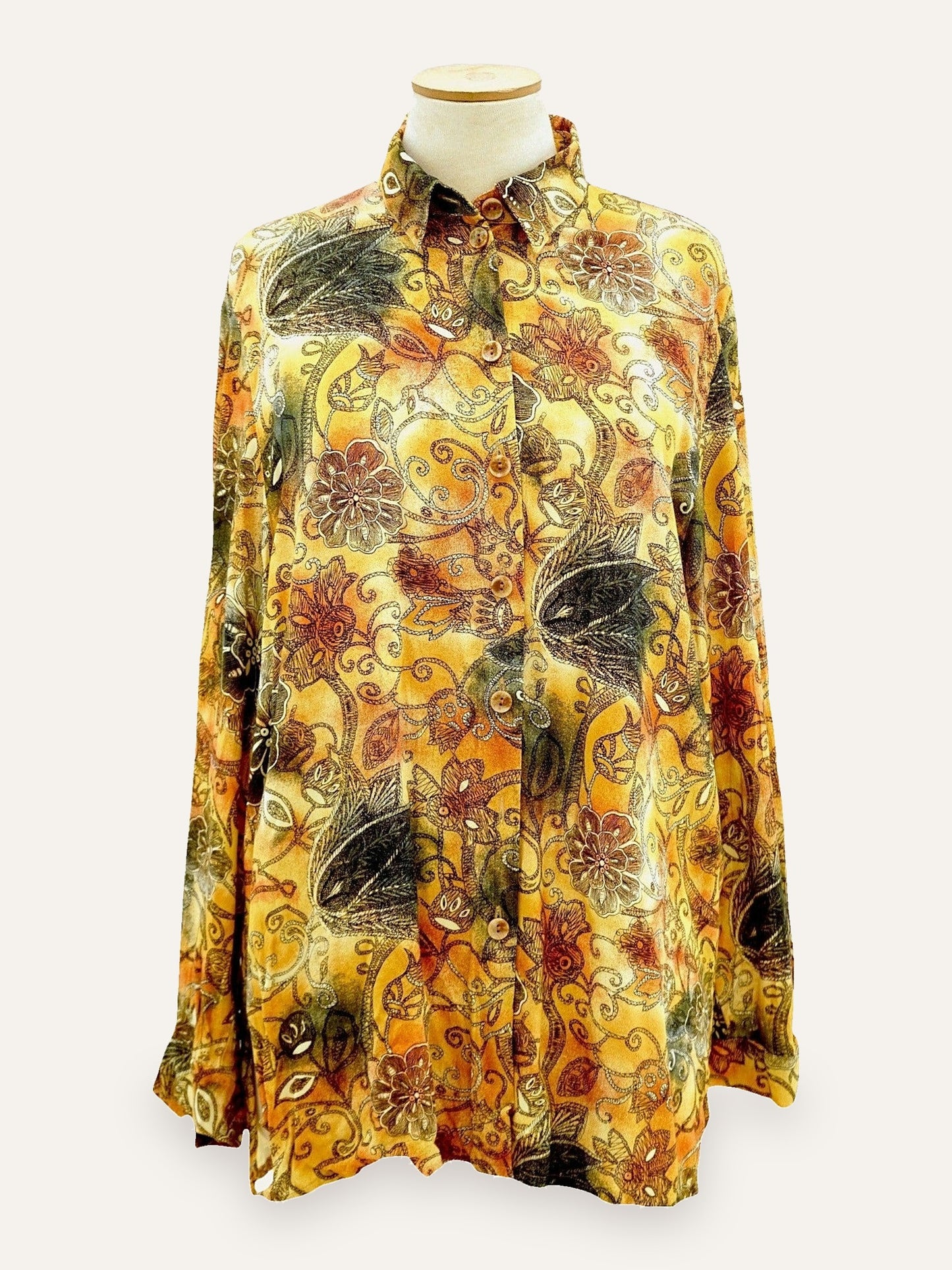 Baroque Pattern Long Sleeve Blouse