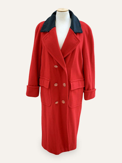 Double Breasted Passion Red Wool Coat