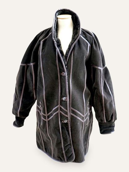 Velvet Faux Shearling Coat