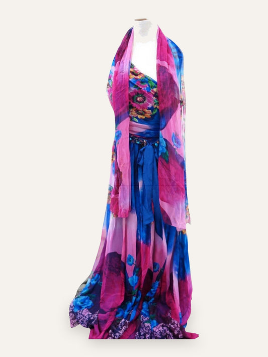Italian 90s Floral Silk Dress