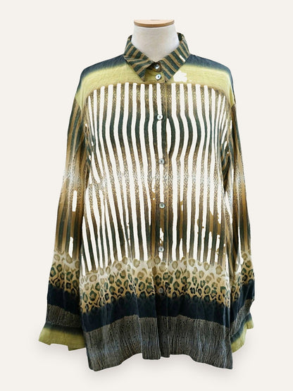 Y2K Leopard Print Cotton Shirt