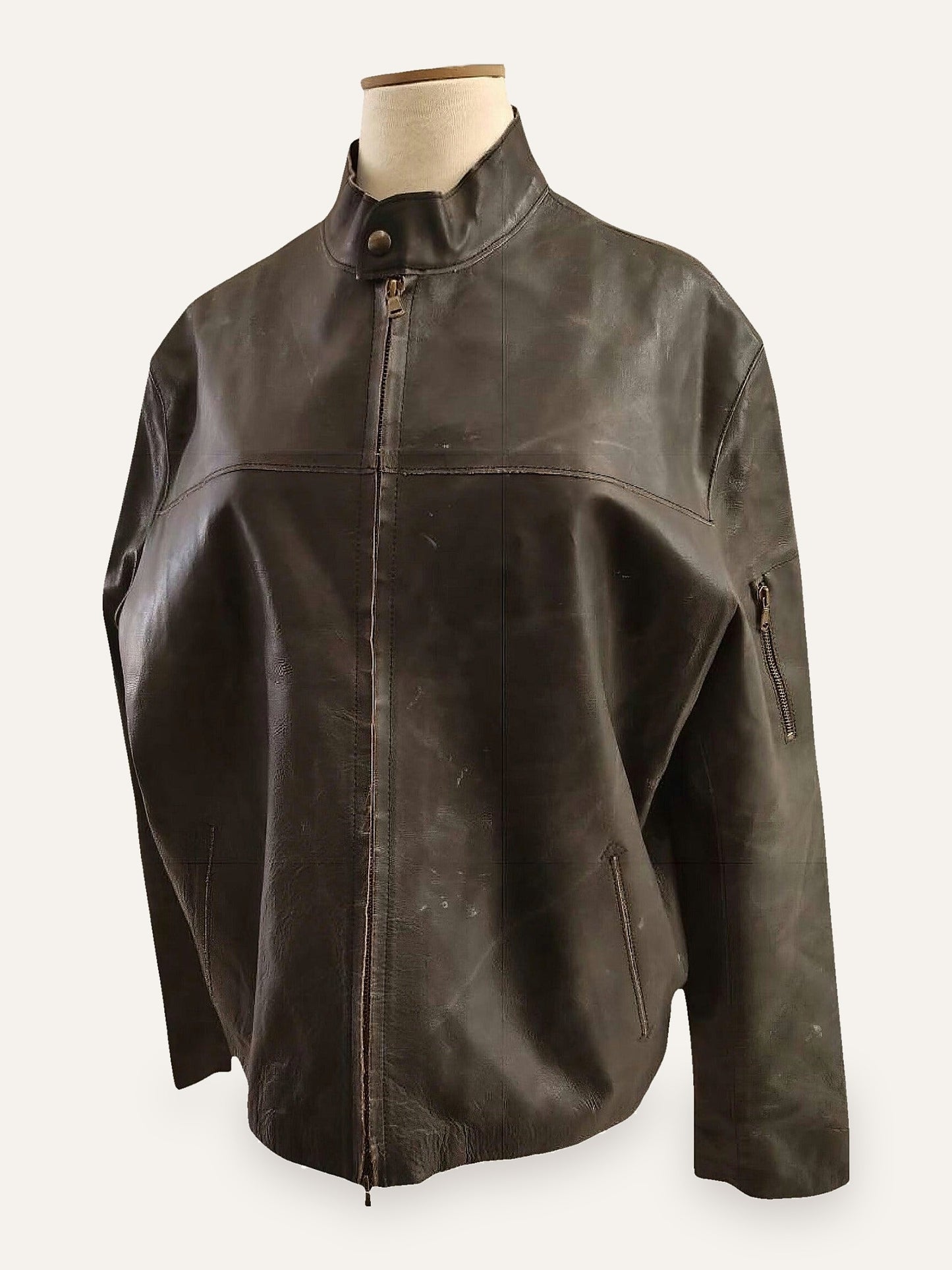 Raw Leather Biker Jacket