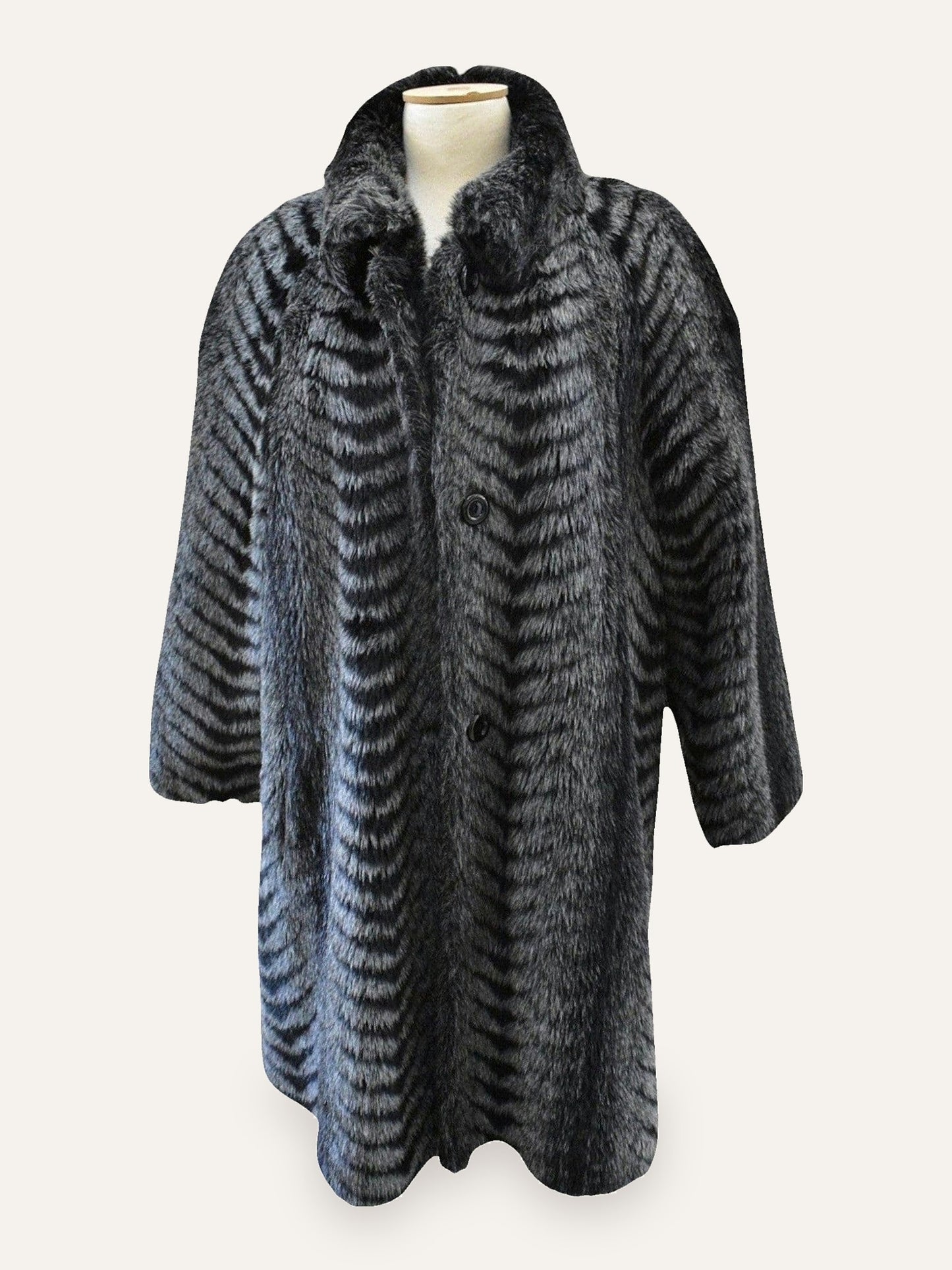 Herringbone Faux Fur Overcoat