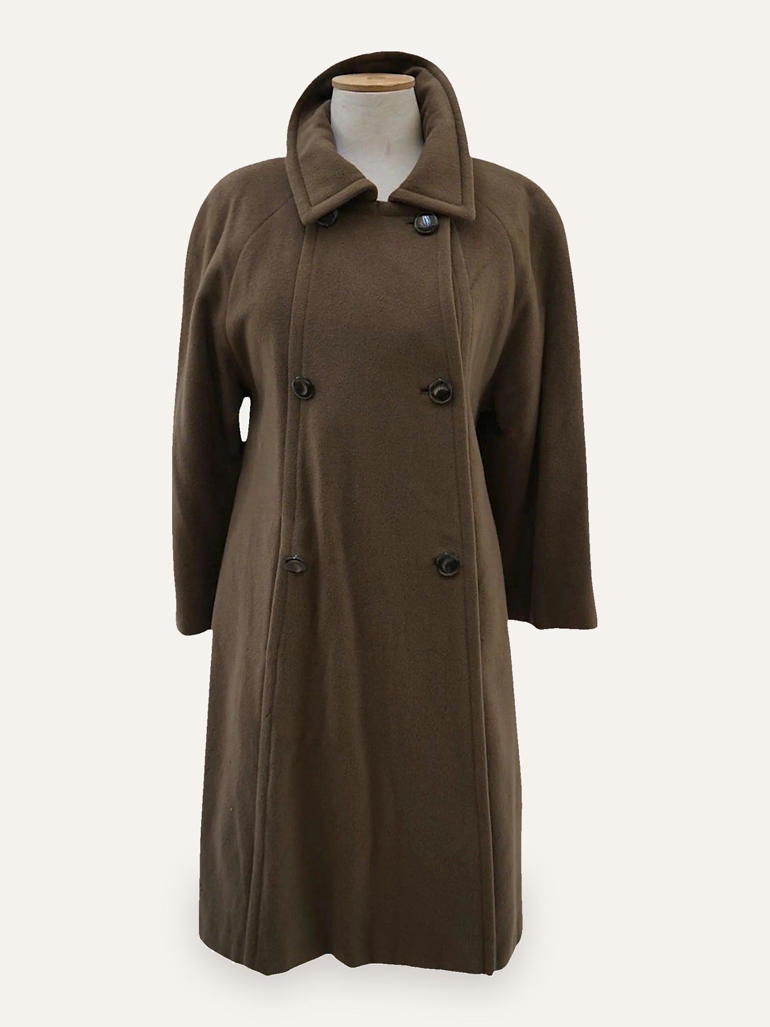 Wool Double-Breasted Raglan Coat