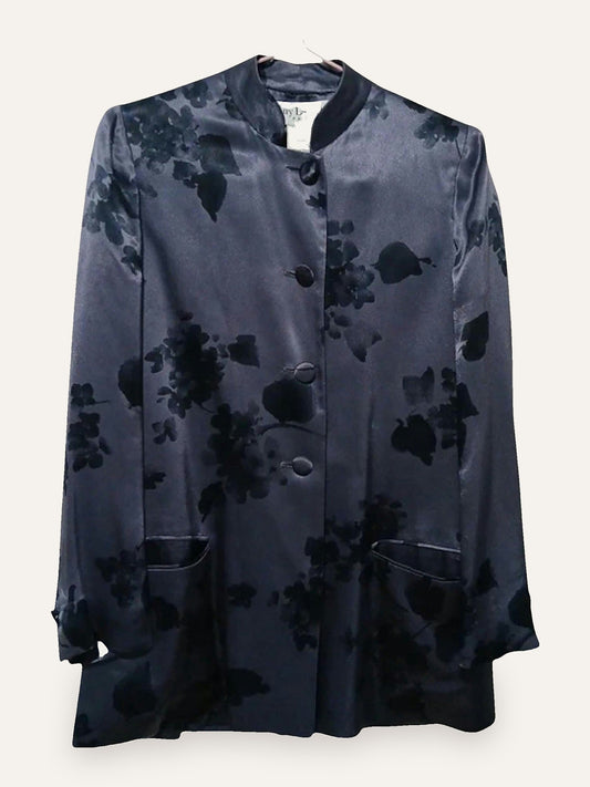 Guy Laroche Floral Satin Silk-Lined Jacket