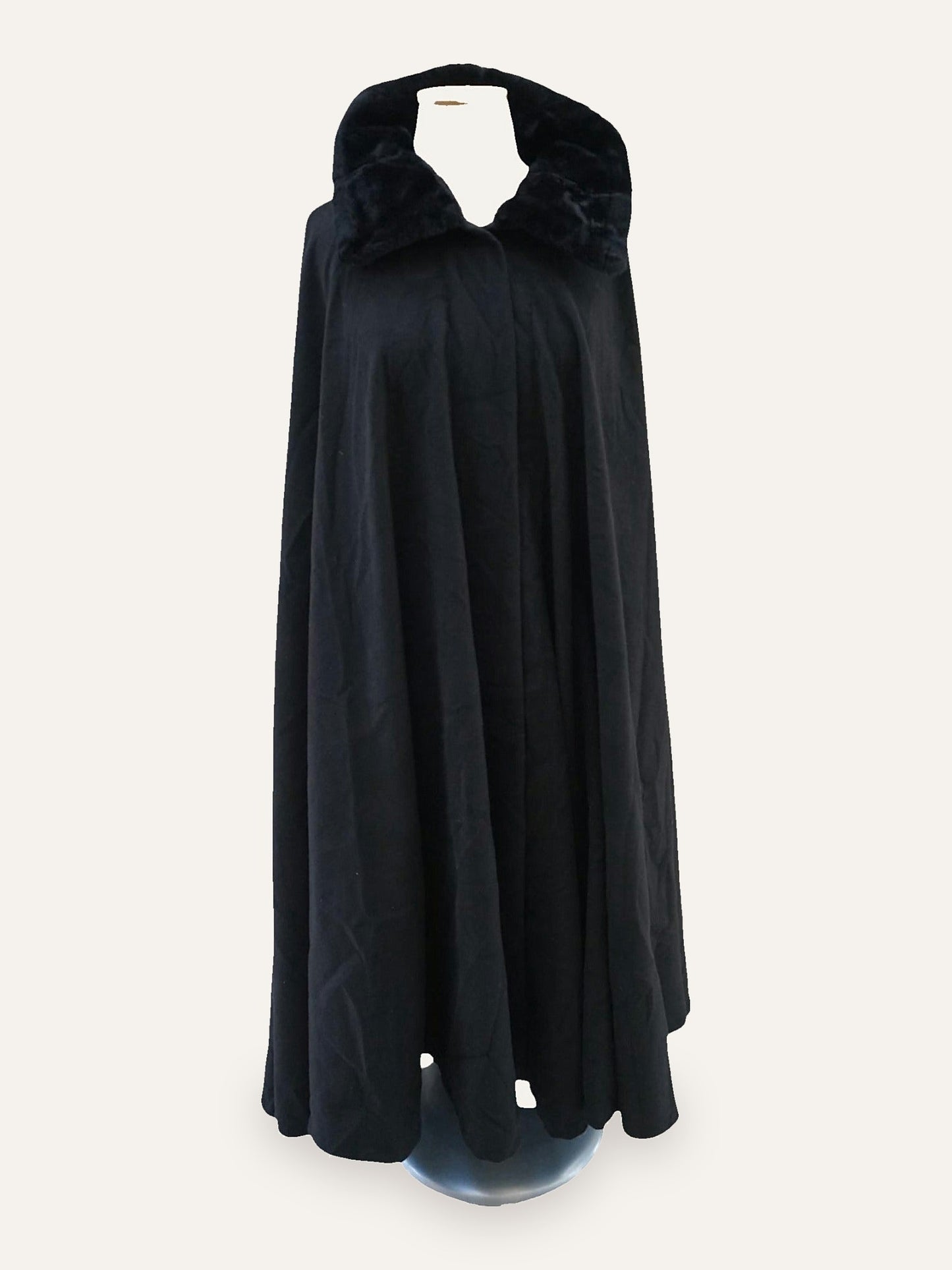 Wool Faux Fur Collar Cape Coat