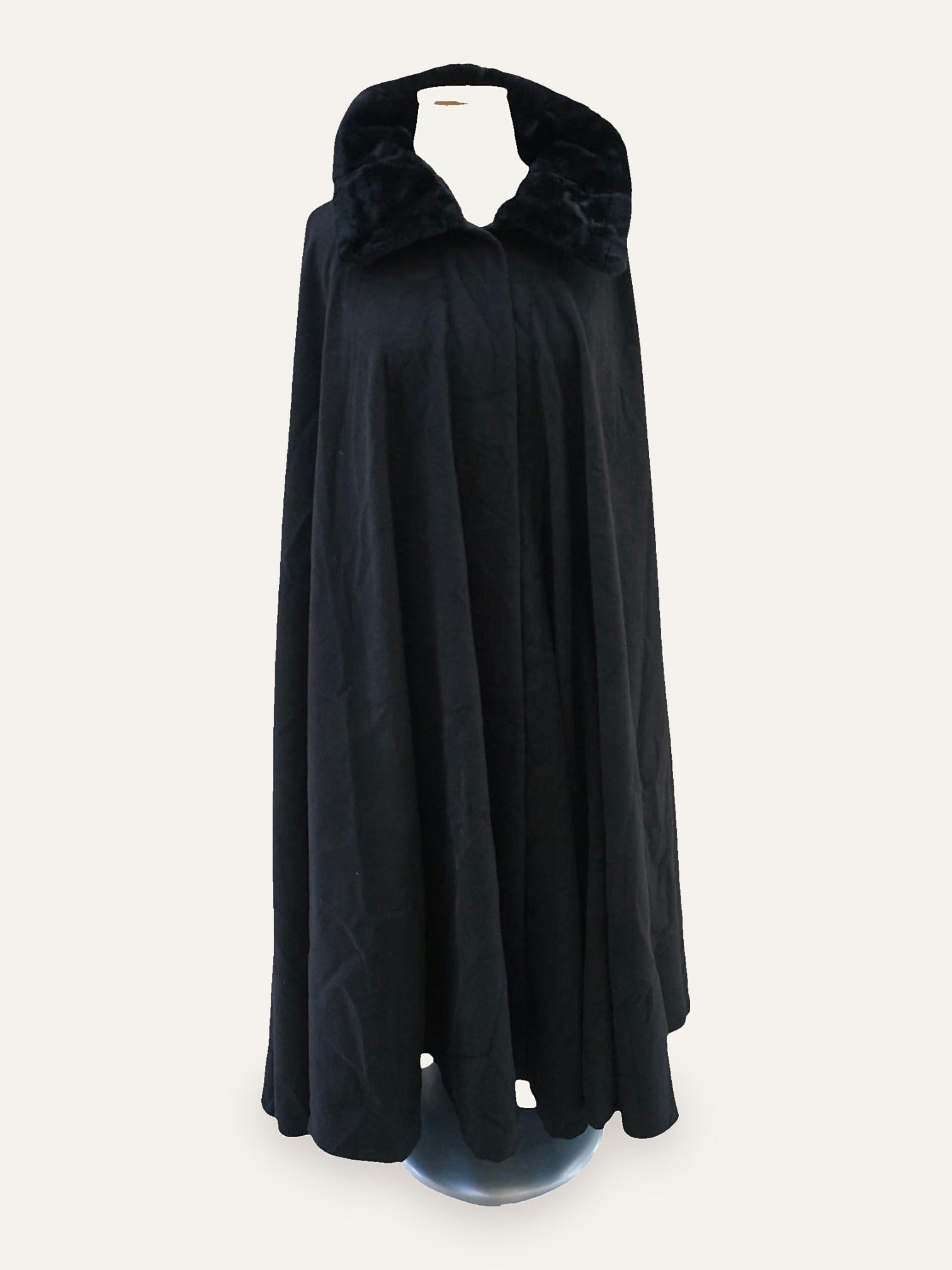 Wool Faux Fur Collar Cape Coat