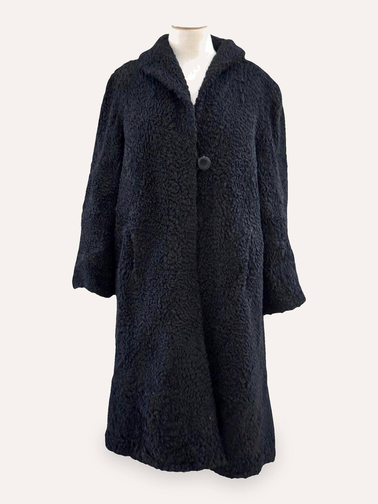 Vintage One-Button Karakul Fur Coat