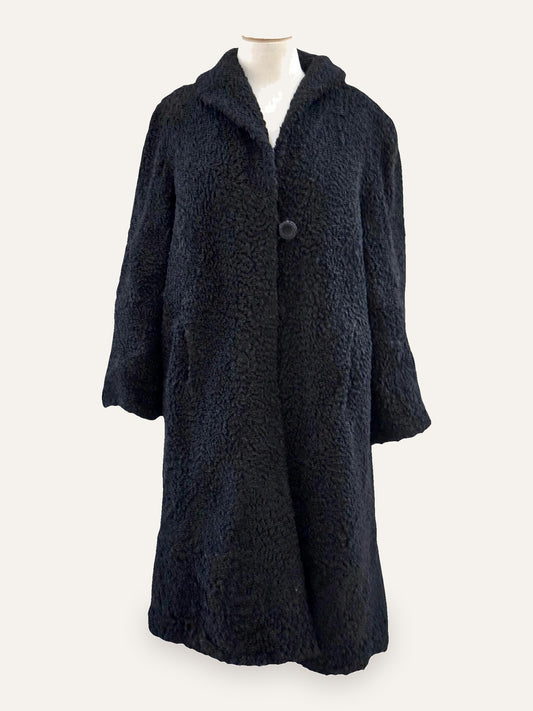 Vintage One-Button Karakul Fur Coat