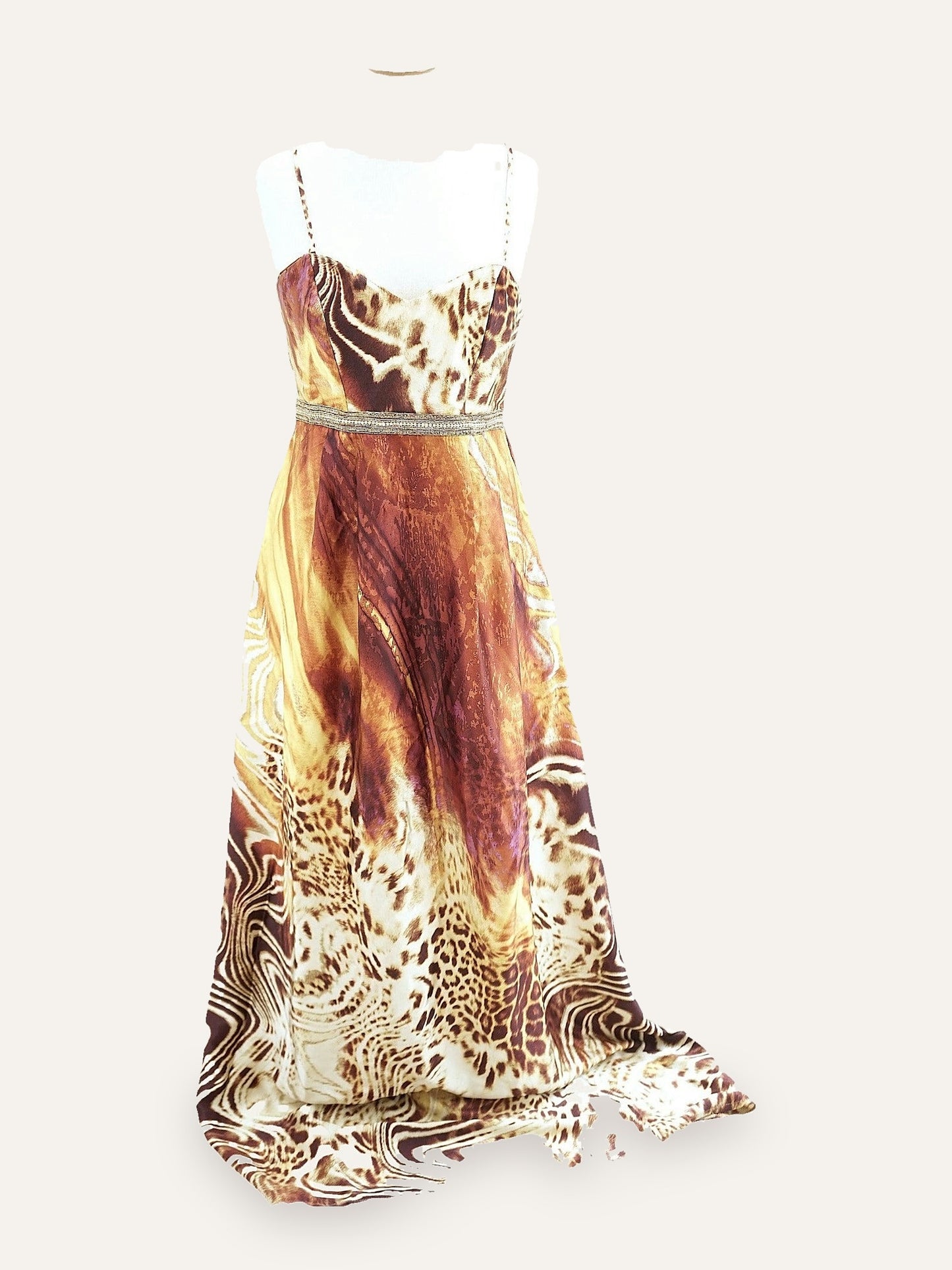 Silk Wild Animal Print Maxi Gown