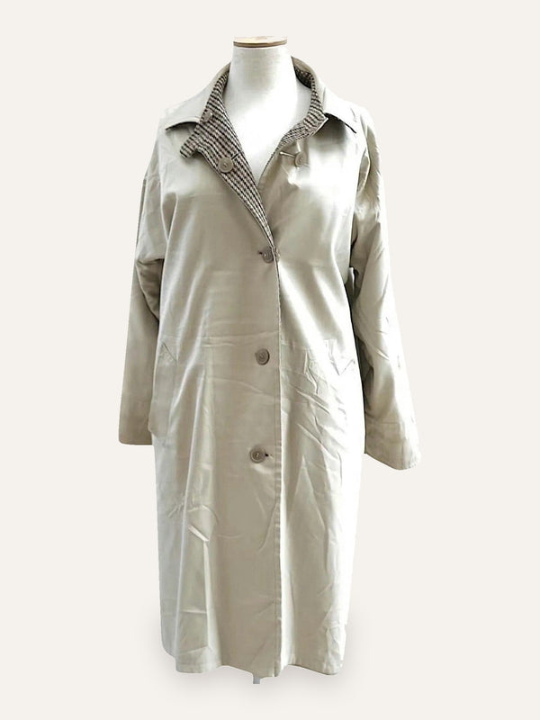 Double-Face Houndstooth Trench Coat