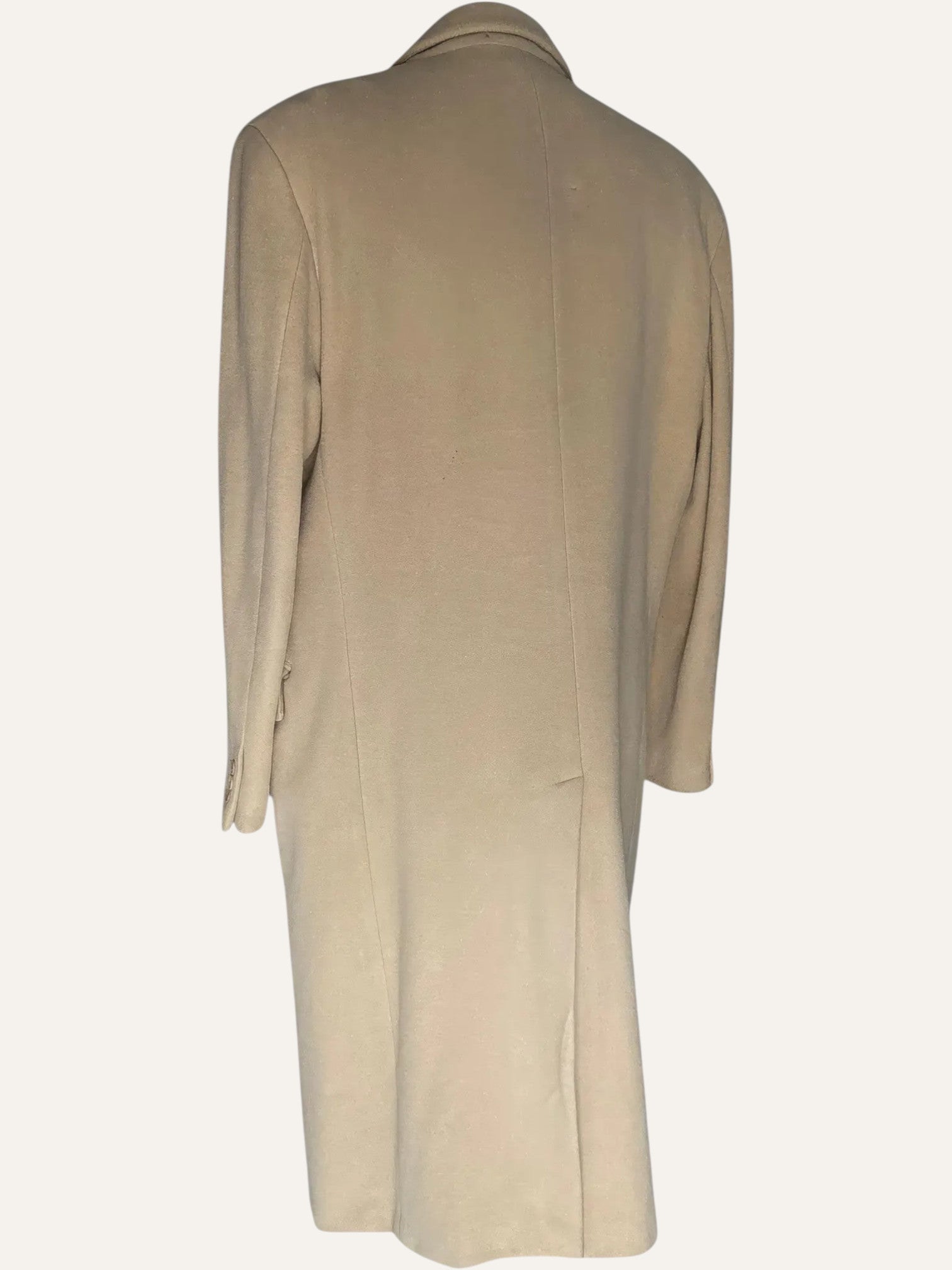 Anemoia Vestiaire vintage camel wool double-breasted long coat for women and men, 100% wool, oversized fit.