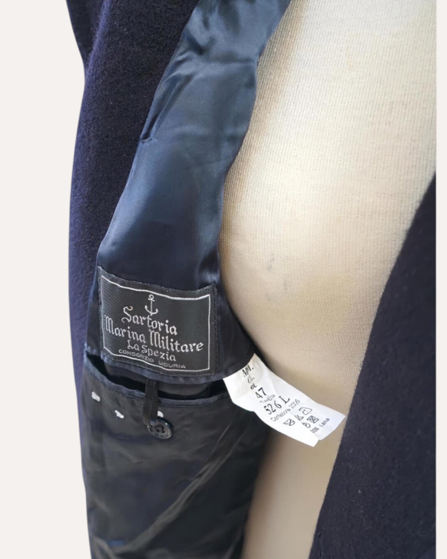 Anemoia Vestiaire navy wool double-breasted coat with gold buttons and satin lining. Size 52 6 L.