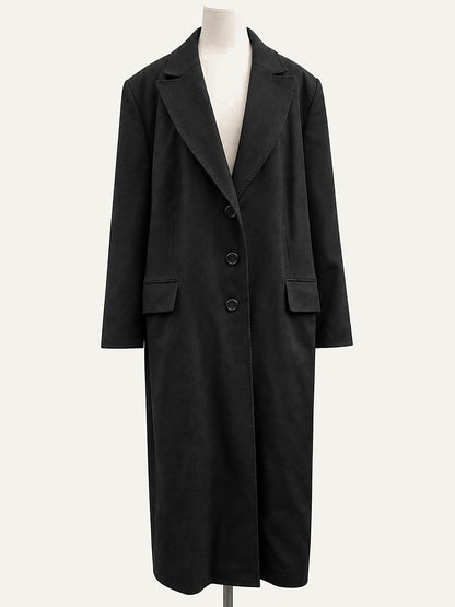Colombo pure cashmere long overcoat in black, single-breasted