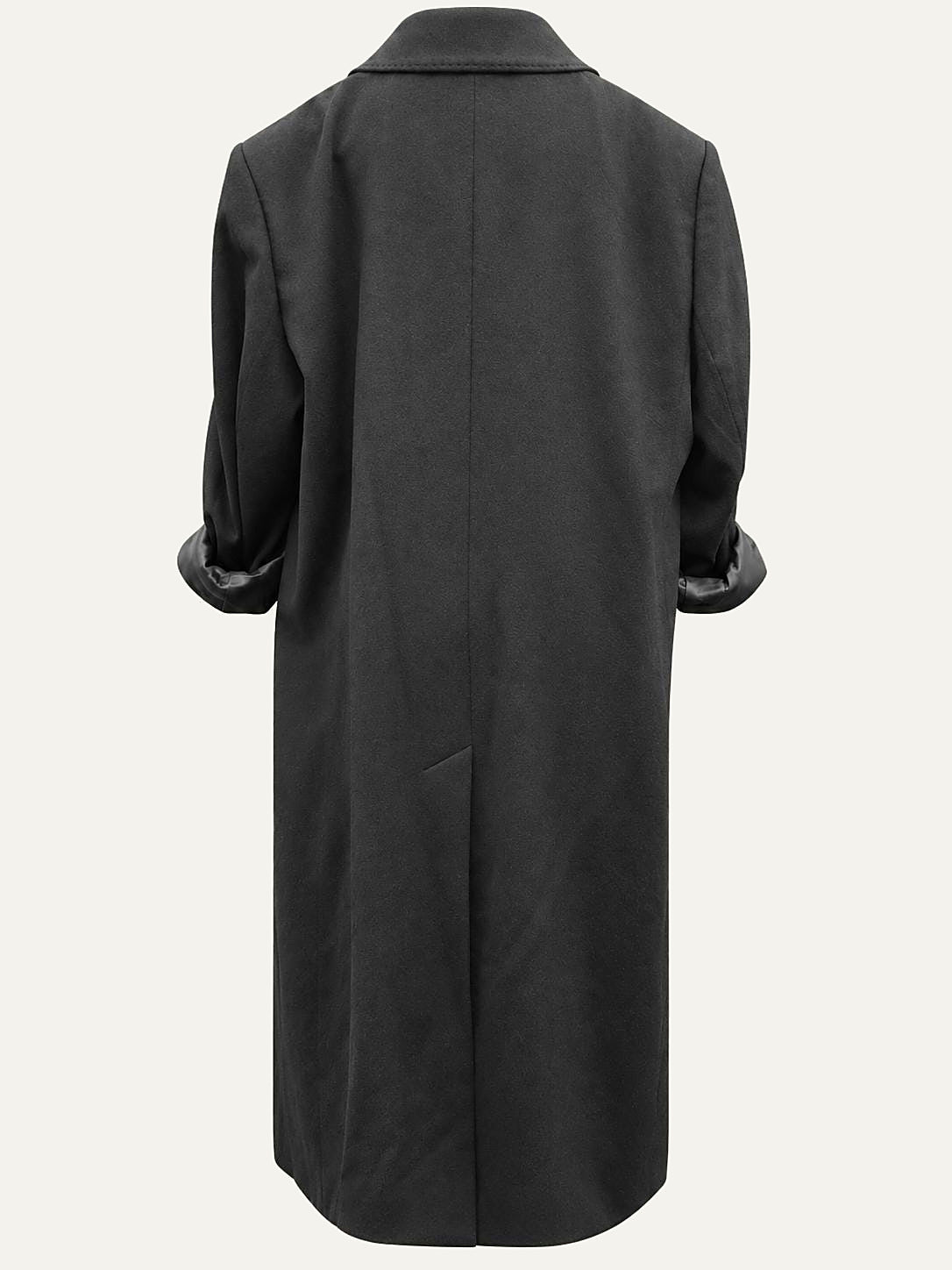 Back of the black cashmere overcoat