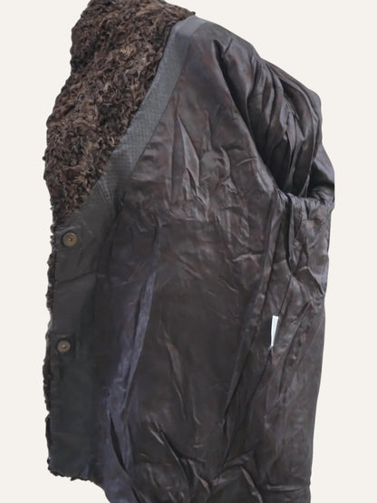 Swakara Fur Hand-Stitched Leather Coat