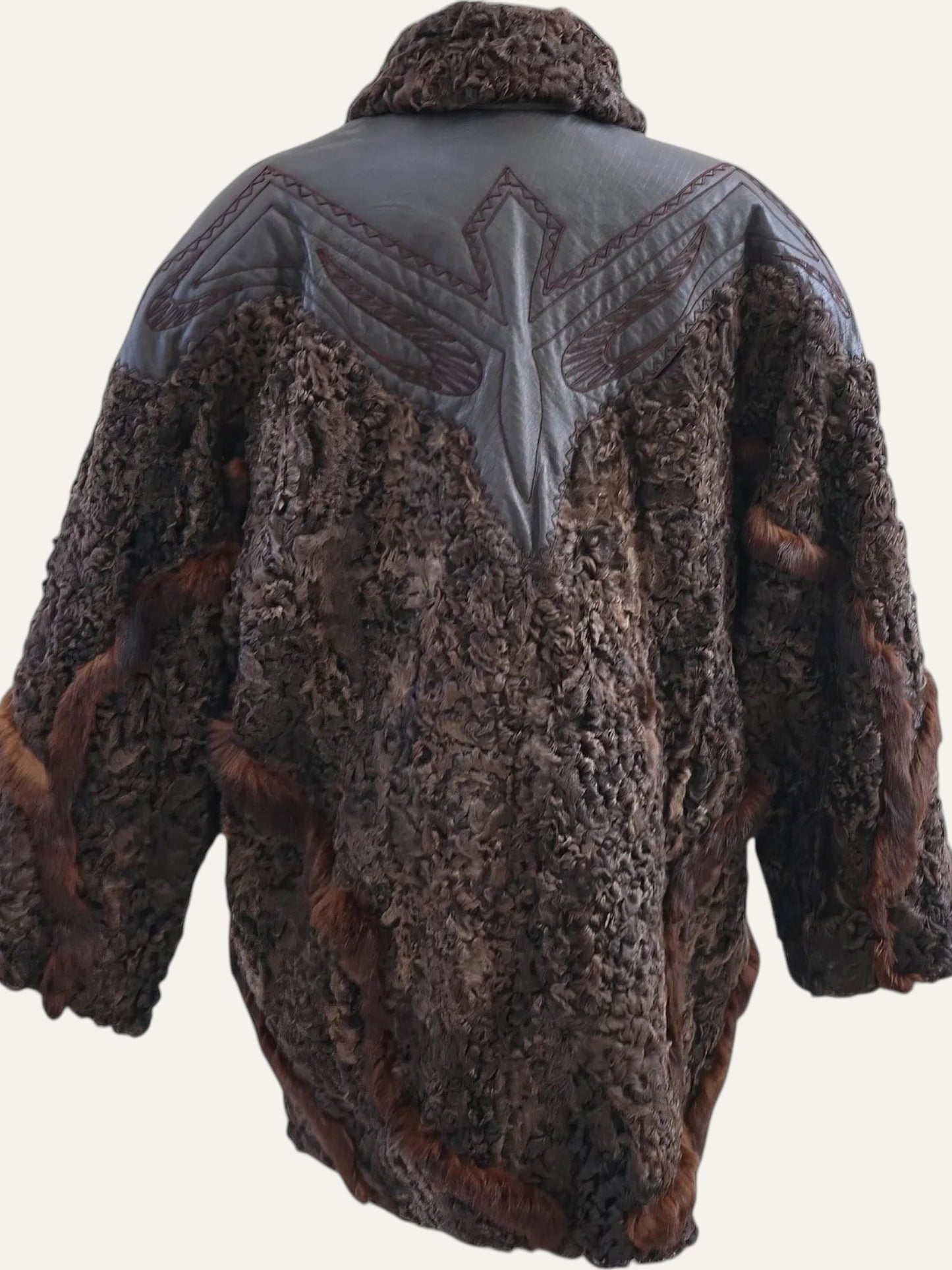 Swakara Fur Hand-Stitched Leather Coat