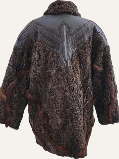 Swakara Fur Hand-Stitched Leather Coat