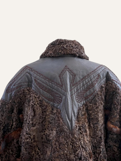 Swakara Fur Hand-Stitched Leather Coat