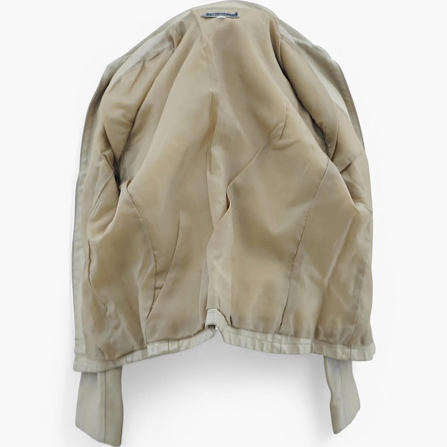 Vintage Fitted Zip-Front Leather Jacket in Sand