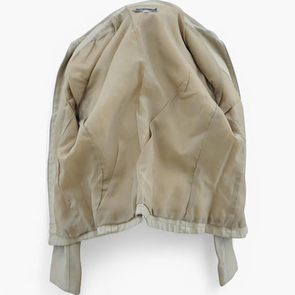 Vintage Fitted Zip-Front Leather Jacket in Sand