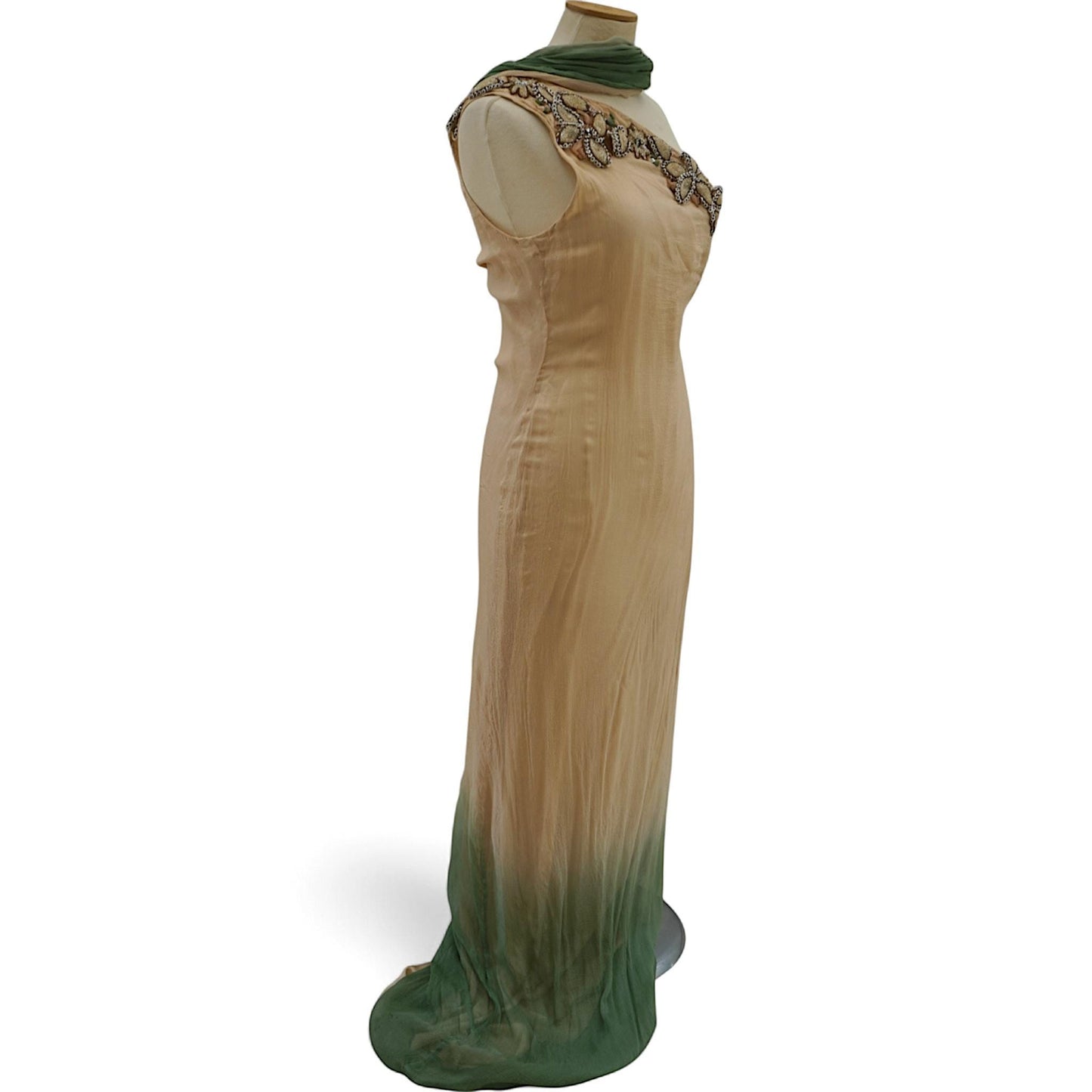 Guy Laroche Ombré Jewelled One-Shoulder Gown