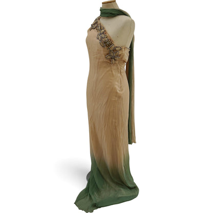 Guy Laroche Ombré Jewelled One-Shoulder Gown