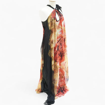 Dolce Domenica Flame Print Halterneck Gown