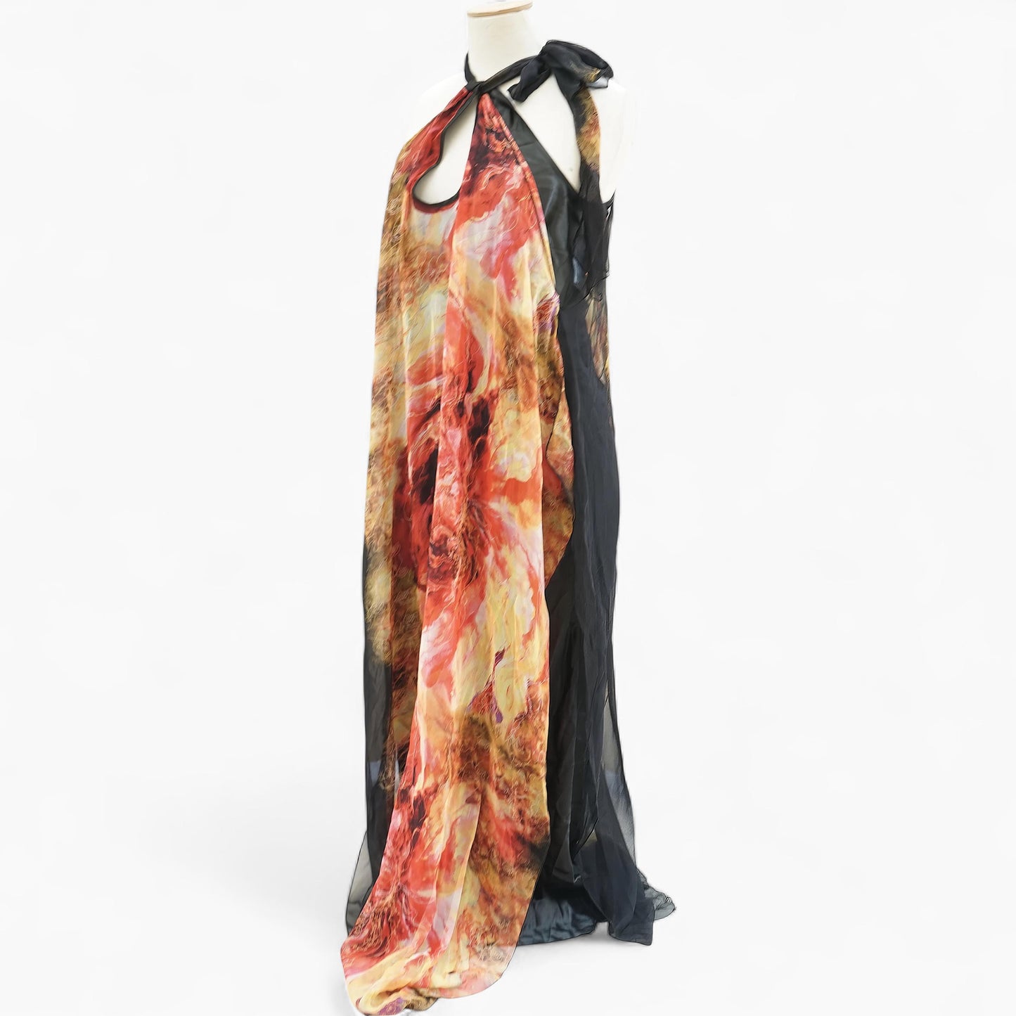 Dolce Domenica Flame Print Halterneck Gown