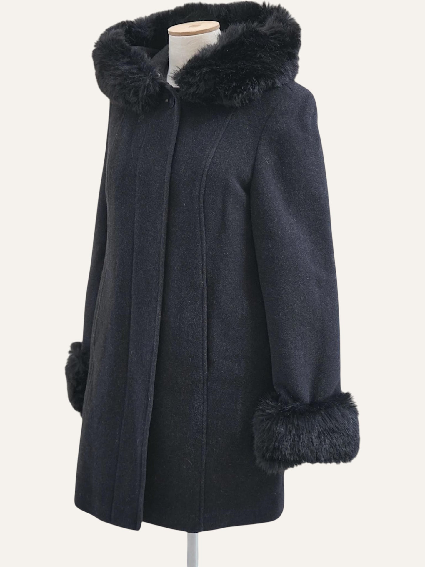 Cashmere Wool Coat Hood & Cuff Trim