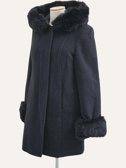 Cashmere Wool Coat Hood & Cuff Trim