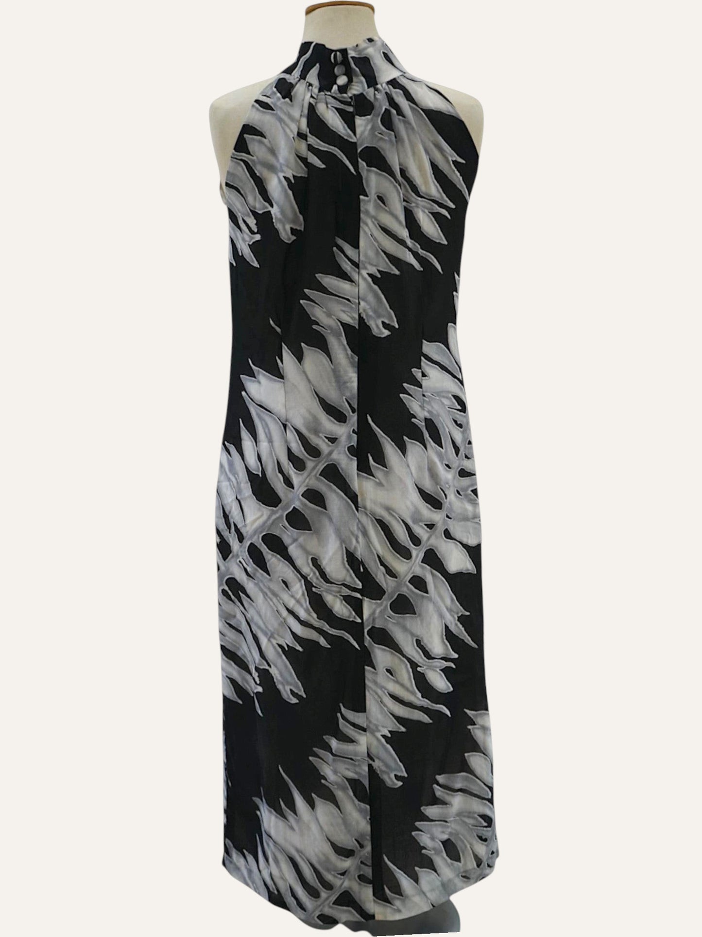 Bespoke Monstera Print Halter Neck Dress