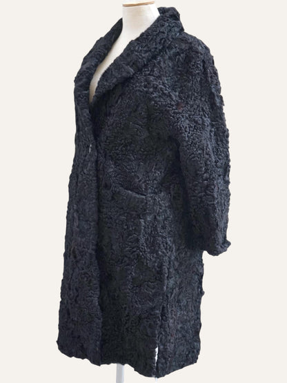 Persian Lamb Coat with Single Crystal Button