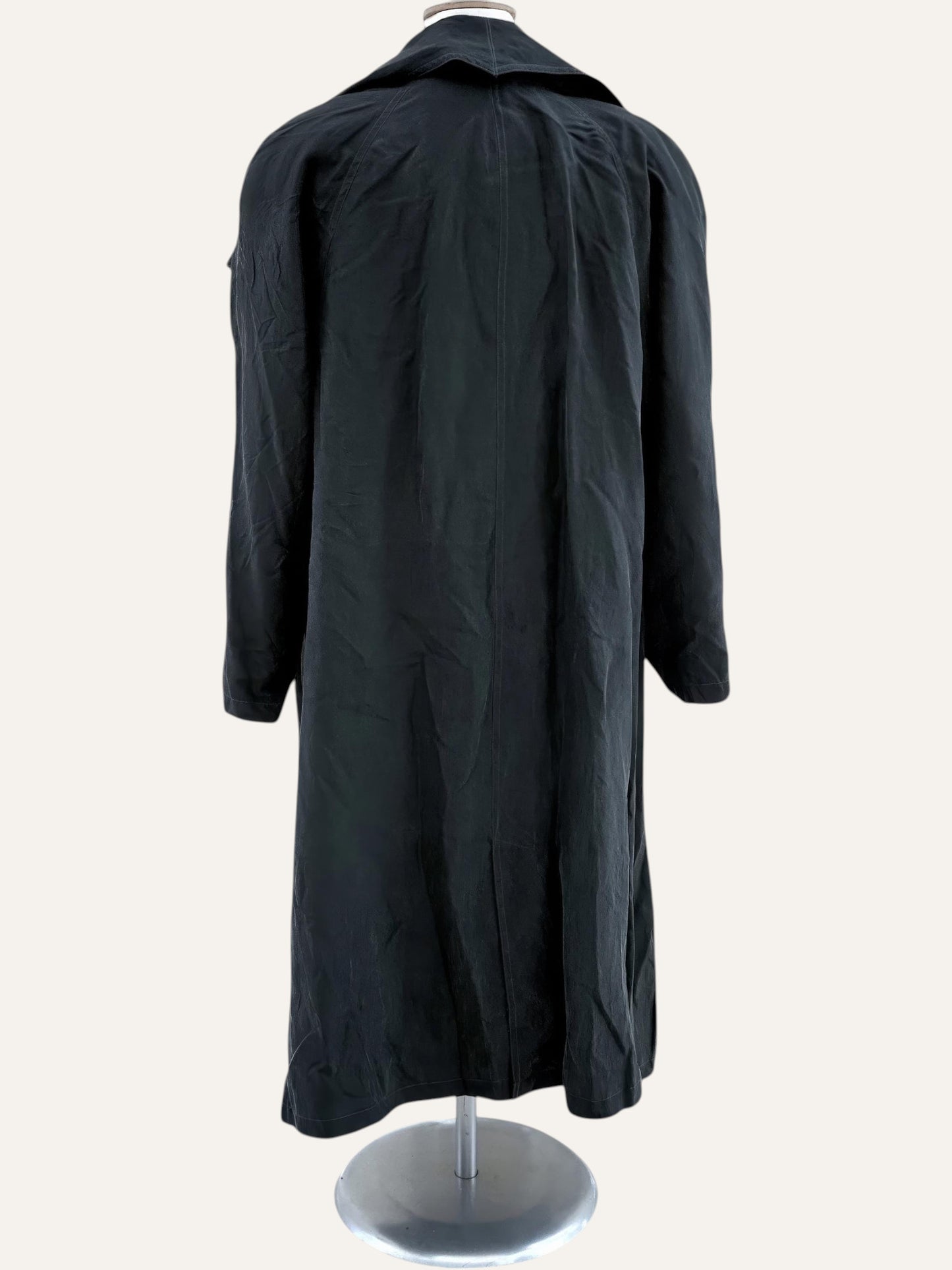 Pure Silk Draped Collar Trench Coat