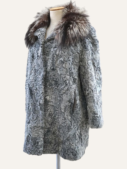 1980's Swakara Coat Long Hair Fur Collar