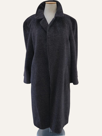 Brushed alpaca and wool overcoat, front view