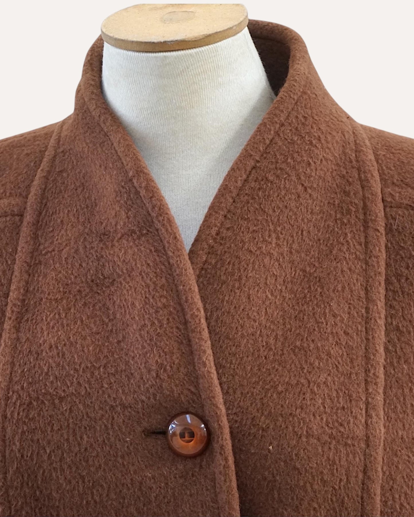 Camel alpaca mohair wool coat, swing silhouette
