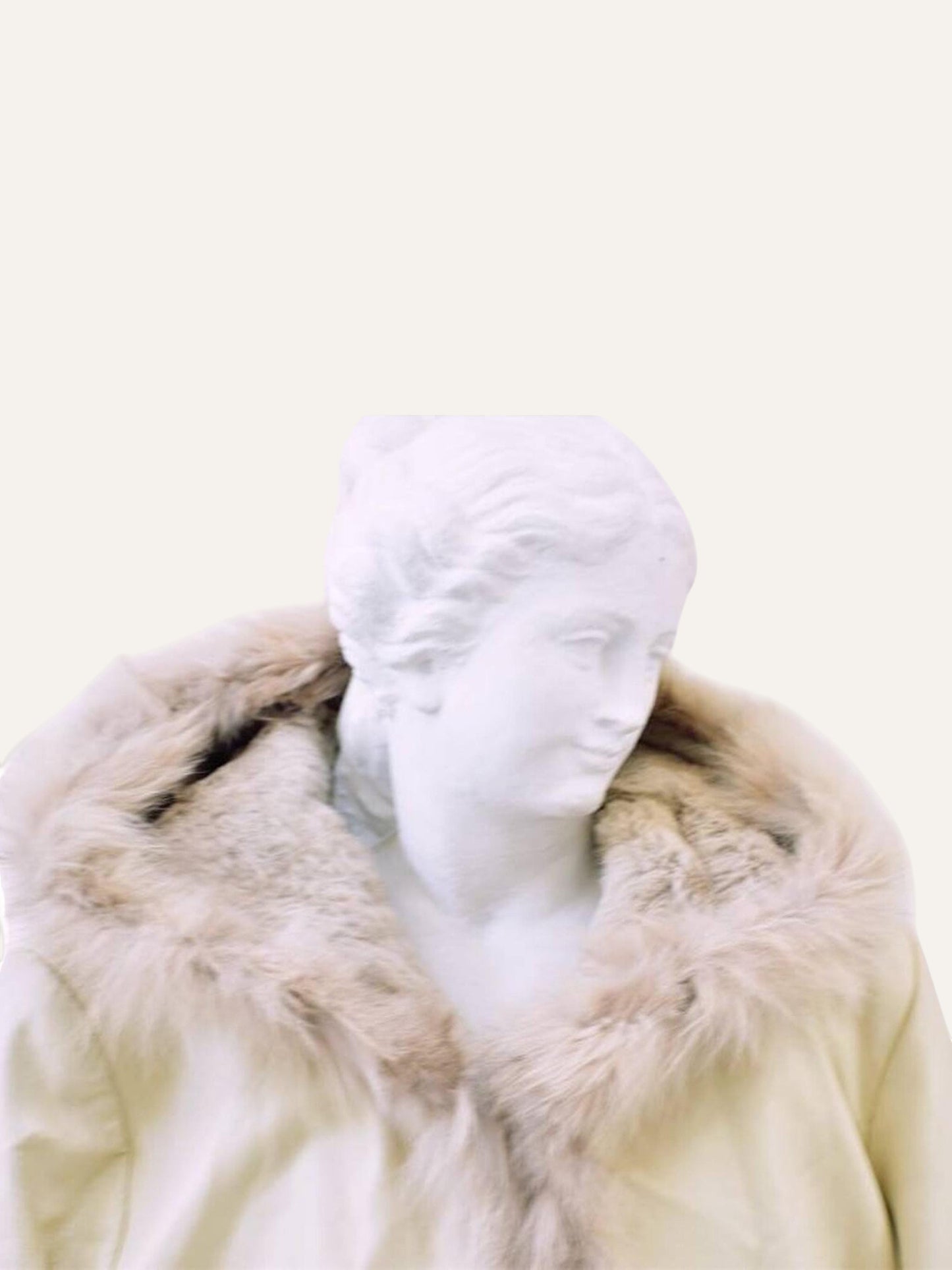 Ivory Leather & Fox Fur Trim Jacket