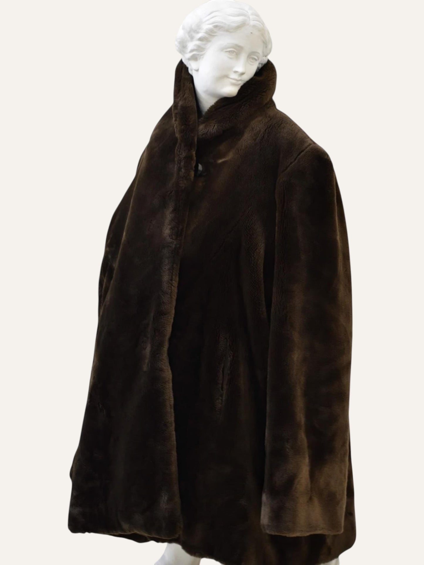 Sheared Faux Fur Maxi Coat in Forest Green
