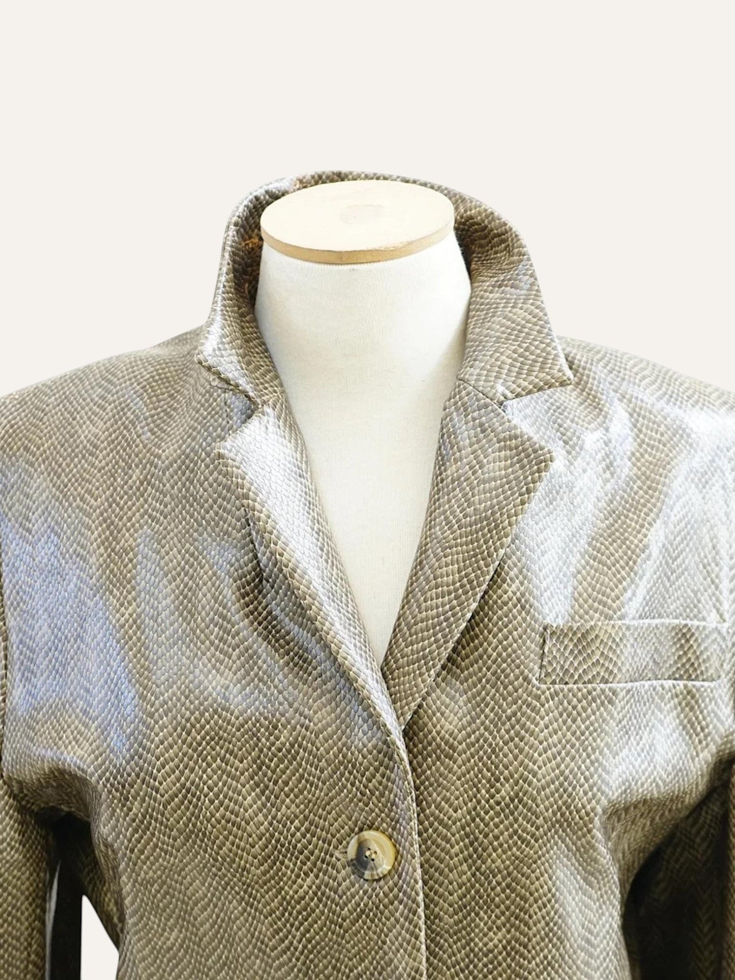 Granite Lacquered Herringbone Blazer
