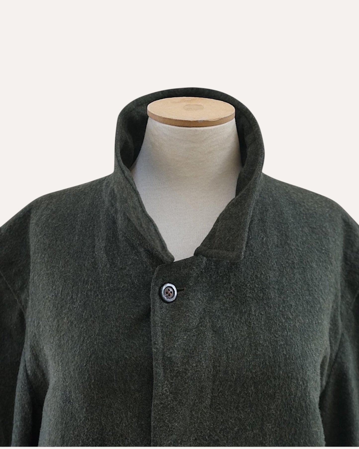 Wool Balmacaan Coat in Forest Green