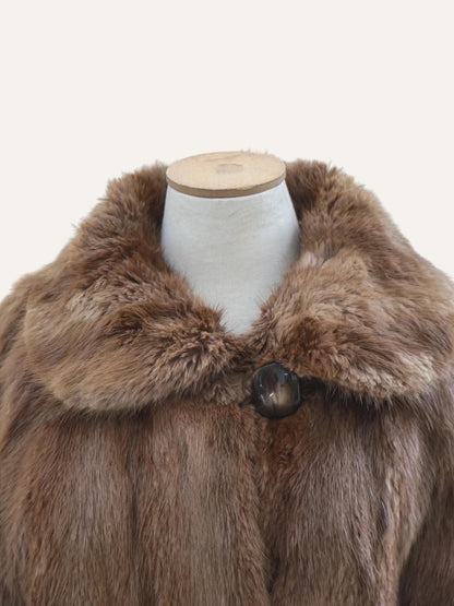 Real Fur Overcoat with Shaggy Collar
