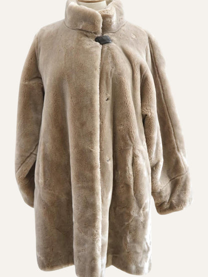 Lucien Daville Paris Sheared Fur Oversized Coat