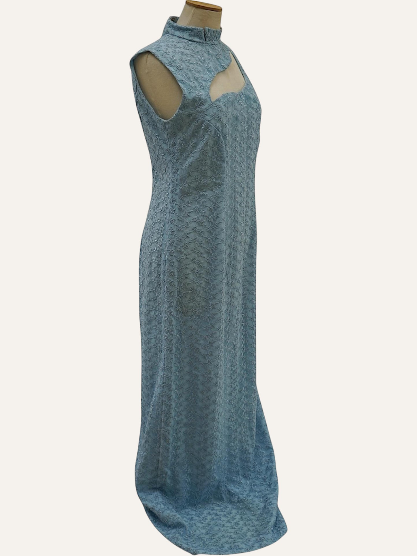 Embroidered Cutout Collar Maxi Dress