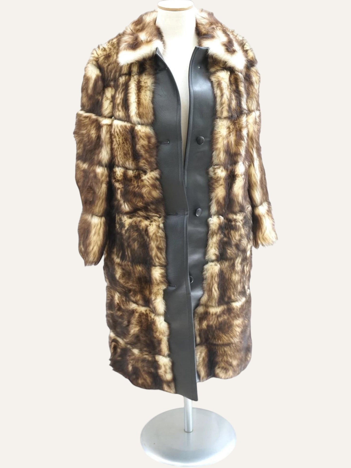 Artisan Patchwork Fur Placket Coat